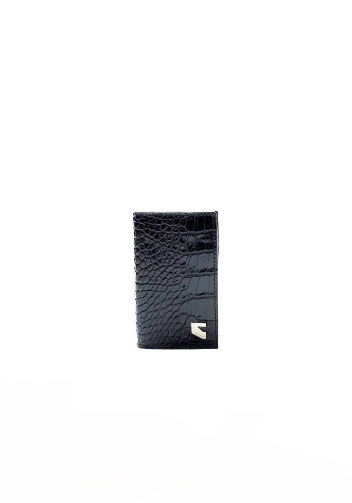 Mini Croc Noir Wallet