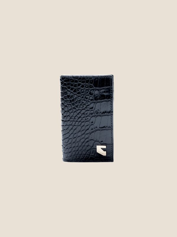 Mini Croc Noir Wallet